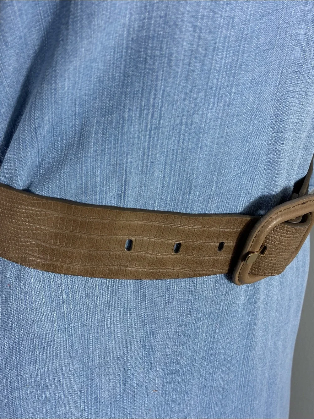 Womens belt taupe color faux leather 33” long work school Corpcore